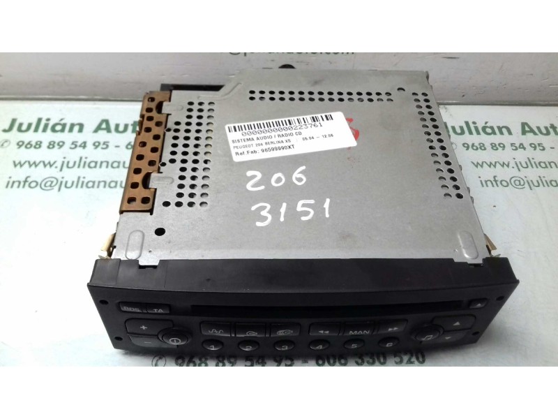 Recambio de sistema audio / radio cd para peugeot 206 berlina xs referencia OEM IAM 96599990XT  