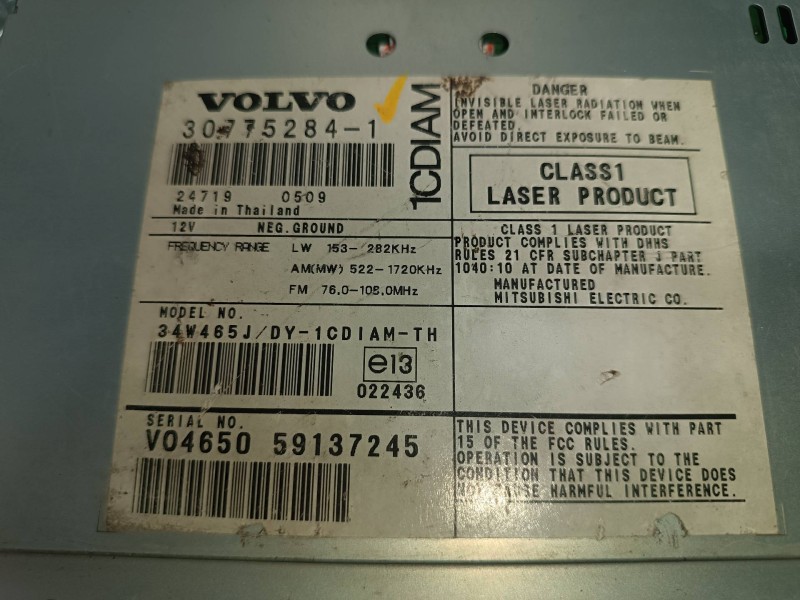 Recambio de sistema audio / radio cd para volvo s40 berlina 1.8 kinetic referencia OEM IAM 307752841 1CDIAM LECTOR CD