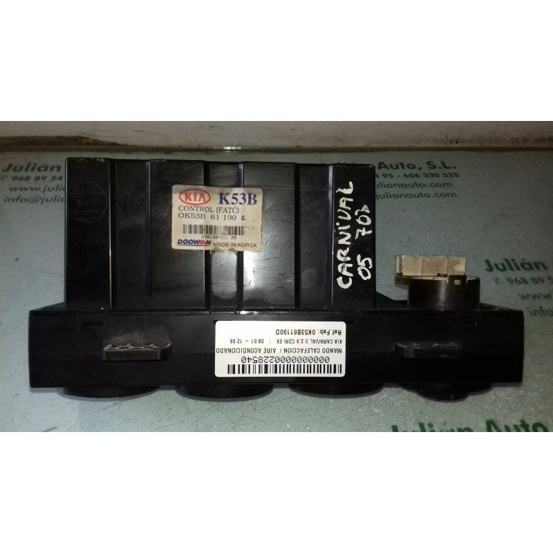 Recambio de mando calefaccion / aire acondicionado para kia carnival ii 2.9 cdri ex referencia OEM IAM 0K53B61190D K53B 