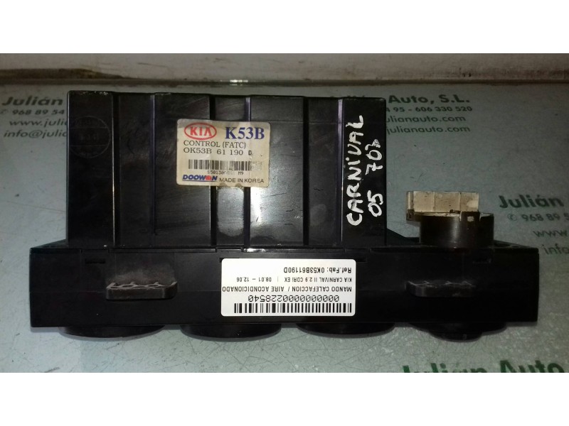 Recambio de mando calefaccion / aire acondicionado para kia carnival ii 2.9 cdri ex referencia OEM IAM 0K53B61190D K53B 