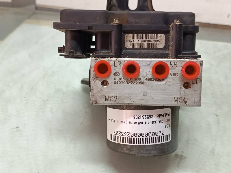 Recambio de abs para fiat idea (135) 1.4 16v active (i+a) referencia OEM IAM 0265231308 46826209 040203