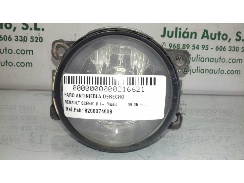 Recambio de faro antiniebla derecho para renault scenic ii i- music referencia OEM IAM 8200074008  
