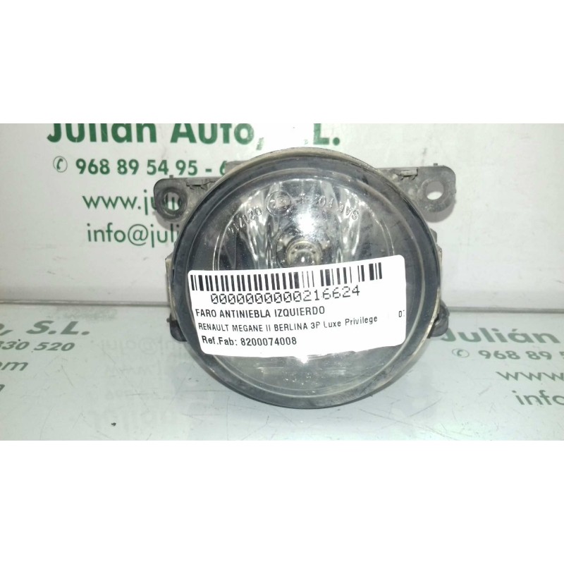 Recambio de faro antiniebla izquierdo para renault megane ii berlina 3p luxe privilege referencia OEM IAM 8200074008  