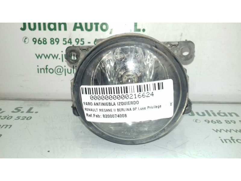 Recambio de faro antiniebla izquierdo para renault megane ii berlina 3p luxe privilege referencia OEM IAM 8200074008  