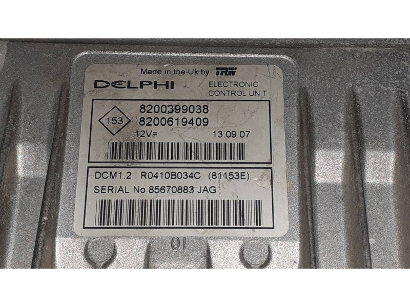 Recambio de centralita motor uce para renault clio iii authentique referencia OEM IAM 8200399038 8200619409 KIT - DELPHI