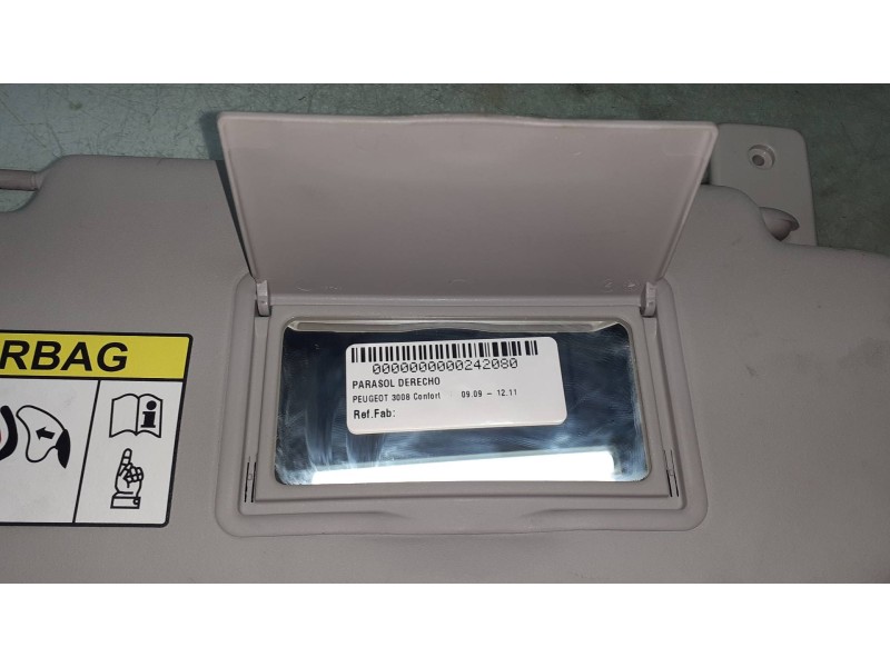 Recambio de parasol derecho para peugeot 3008 confort referencia OEM IAM   