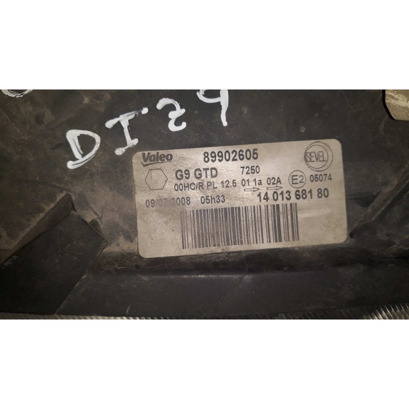 Recambio de faro izquierdo para fiat scudo furgón (272) 10 l1h1 130 multijet referencia OEM IAM 89902605 1401368180 VALEO