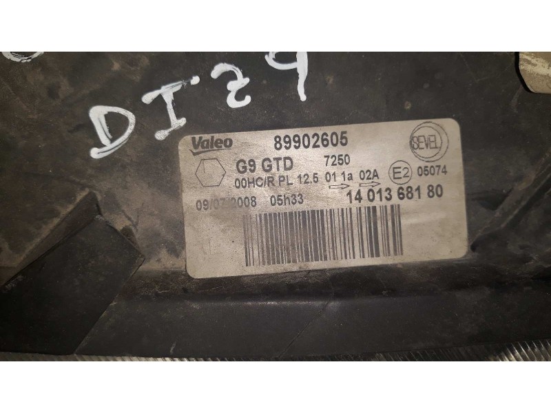 Recambio de faro izquierdo para fiat scudo furgón (272) 10 l1h1 130 multijet referencia OEM IAM 89902605 1401368180 VALEO