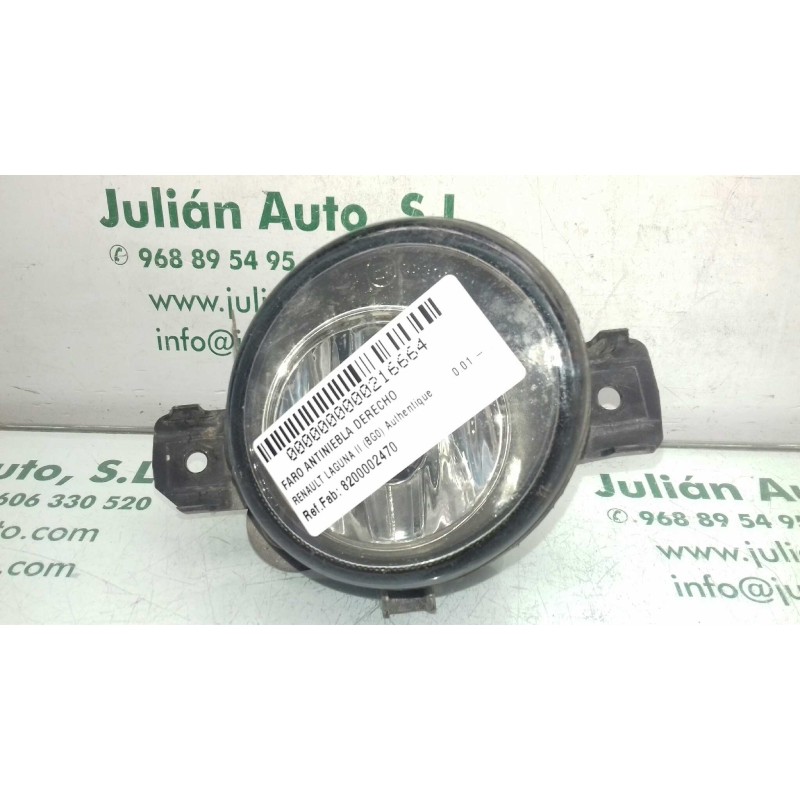 Recambio de faro antiniebla derecho para renault laguna ii (bg0) authentique referencia OEM IAM 8200002470 89201781 VALEO