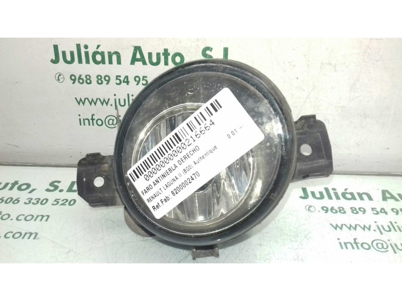 Recambio de faro antiniebla derecho para renault laguna ii (bg0) authentique referencia OEM IAM 8200002470 89201781 VALEO