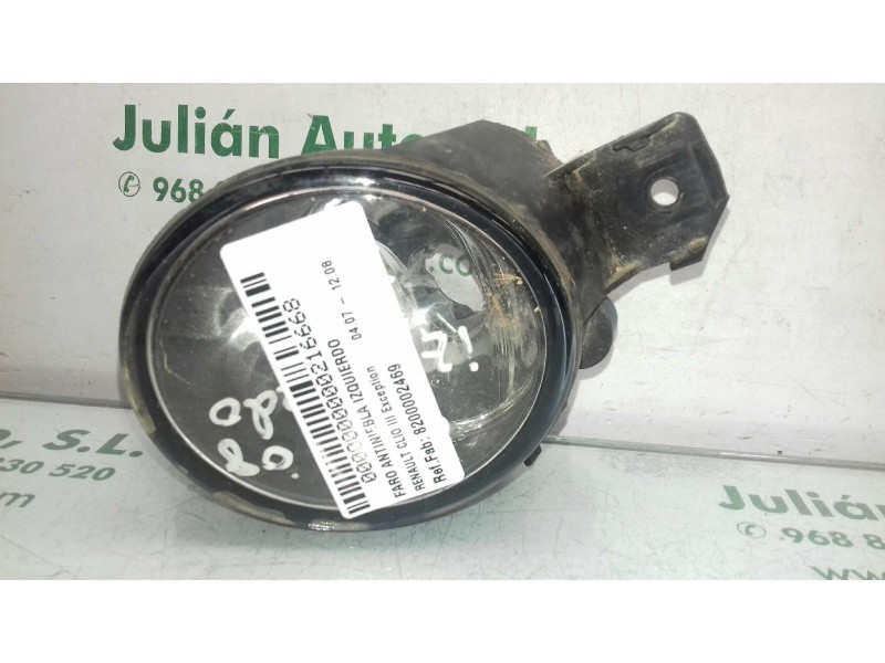 Recambio de faro antiniebla izquierdo para renault clio iii exception referencia OEM IAM 8200002469 89202714 VALEO