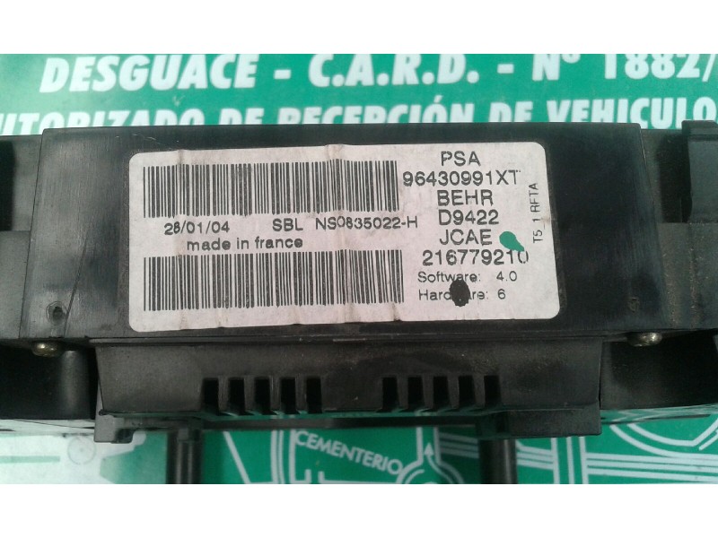 Recambio de mando climatizador para peugeot 307 break / sw (s1) sw referencia OEM IAM 96430991XT D9422 216779210