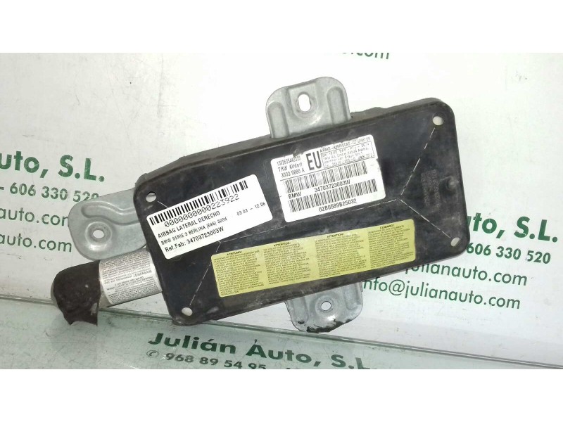 Recambio de airbag lateral derecho para bmw serie 3 berlina (e46) 320d referencia OEM IAM 34703723003W 02B0589B25032 30339880A T