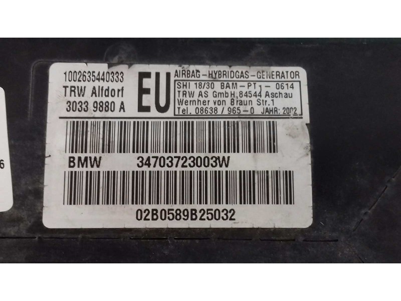 Recambio de airbag lateral derecho para bmw serie 3 berlina (e46) 320d referencia OEM IAM 34703723003W 02B0589B25032 30339880A T