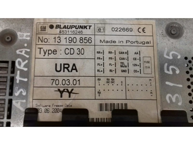 Recambio de sistema audio / radio cd para opel astra h berlina cosmo referencia OEM IAM 7644221310 13190856YY BLAUPUNKT