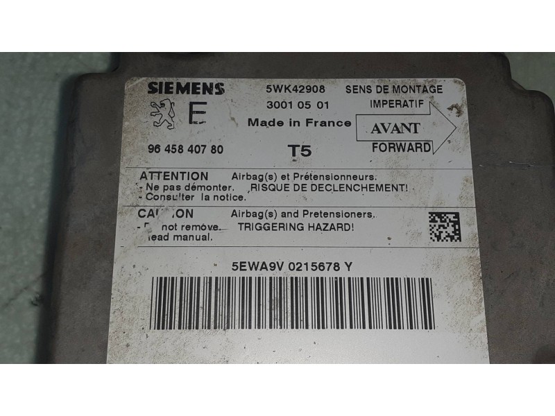Recambio de centralita airbag para peugeot 307 (s1) xr referencia OEM IAM 9645840780 5WK42908 SIEMENS