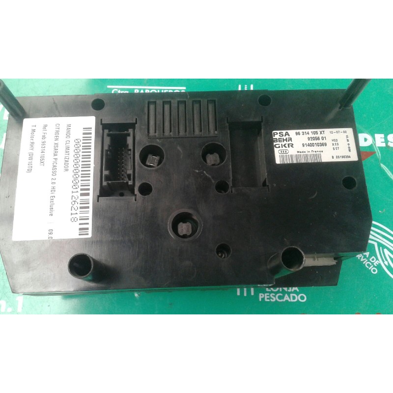 Recambio de mando climatizador para citroen xsara picasso 2.0 hdi exclusive referencia OEM IAM 96314105XT 9205601 9140010369