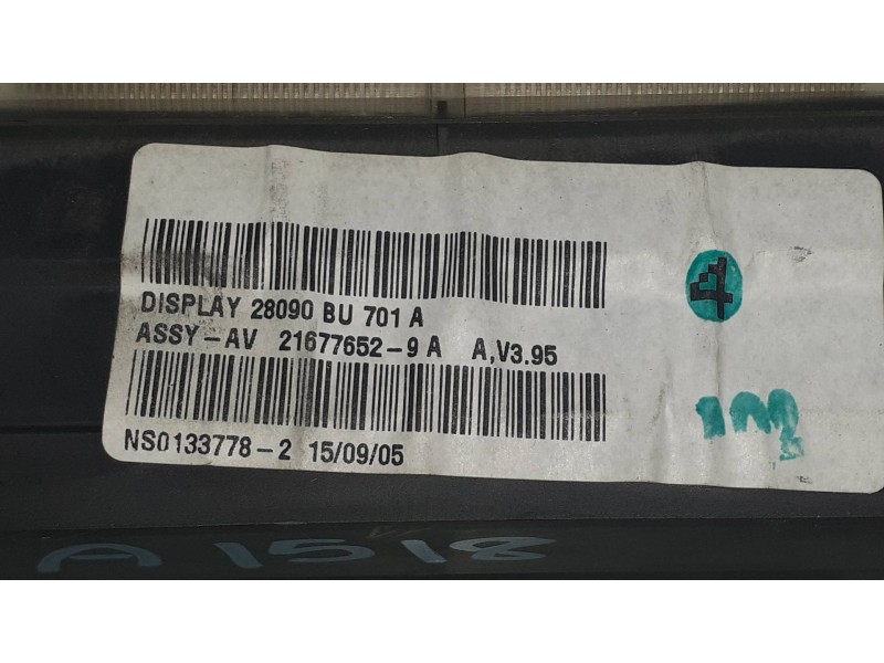 Recambio de pantalla multifuncion para nissan almera (n16/e) luxury (a,i,e) referencia OEM IAM 216776529A  