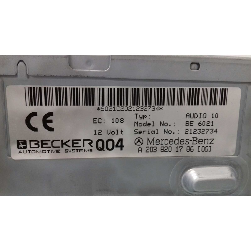 Recambio de sistema audio / radio cd para mercedes-benz clase c (w203) berlina 180 (203.035) referencia OEM IAM A203820178606 21