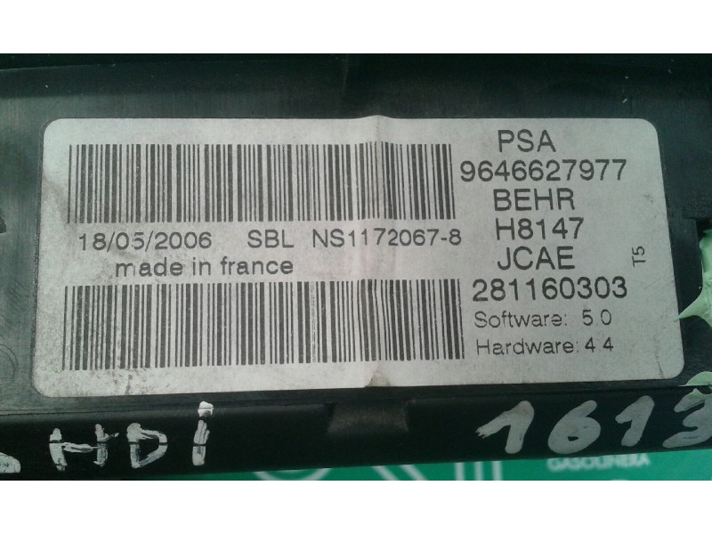 Recambio de mando climatizador para peugeot 307 break/sw (s2) sw pack referencia OEM IAM 9646627977 281160303 BEHR