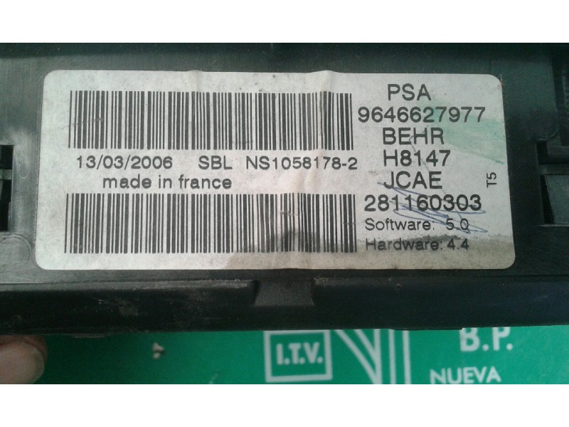 Recambio de mando climatizador para peugeot 307 break/sw (s2) sw pack referencia OEM IAM 9646627977 281160303 BEHR