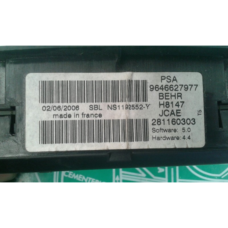 Recambio de mando climatizador para peugeot 307 berlina (s2) d-sign referencia OEM IAM 9646627977 281160303 BEHR
