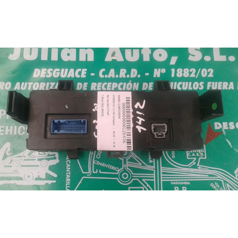 Recambio de mando climatizador para citroen c3 1.4 hdi exclusive referencia OEM IAM 96377774XT  VALEO
