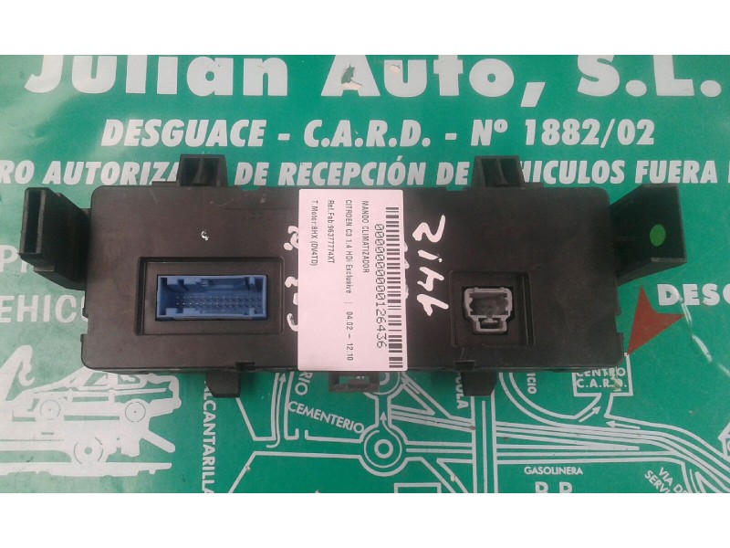 Recambio de mando climatizador para citroen c3 1.4 hdi exclusive referencia OEM IAM 96377774XT  VALEO