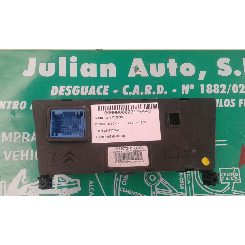 Recambio de mando climatizador para peugeot 308 confort referencia OEM IAM 96850724XT 69900002 VALEO