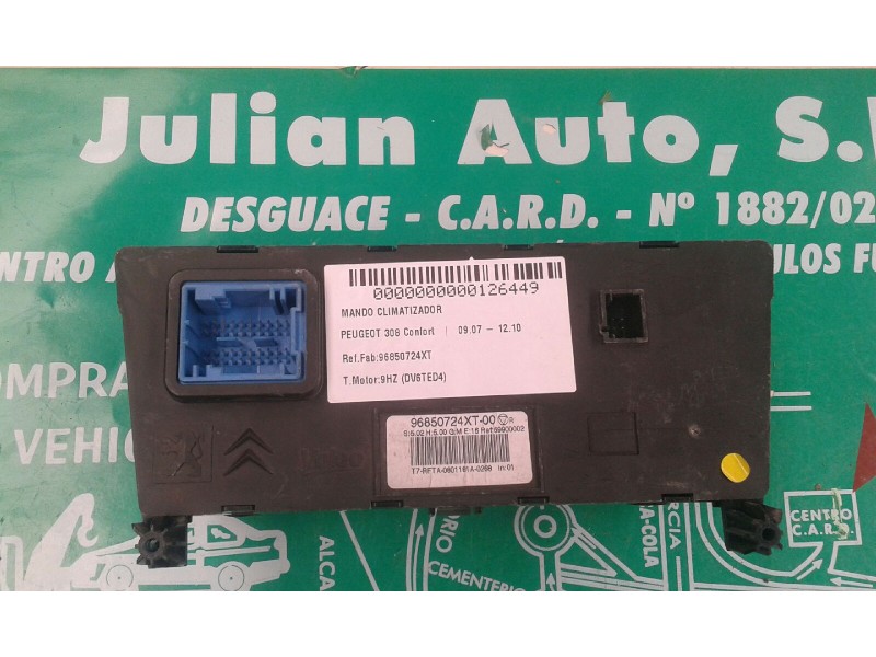 Recambio de mando climatizador para peugeot 308 confort referencia OEM IAM 96850724XT 69900002 VALEO