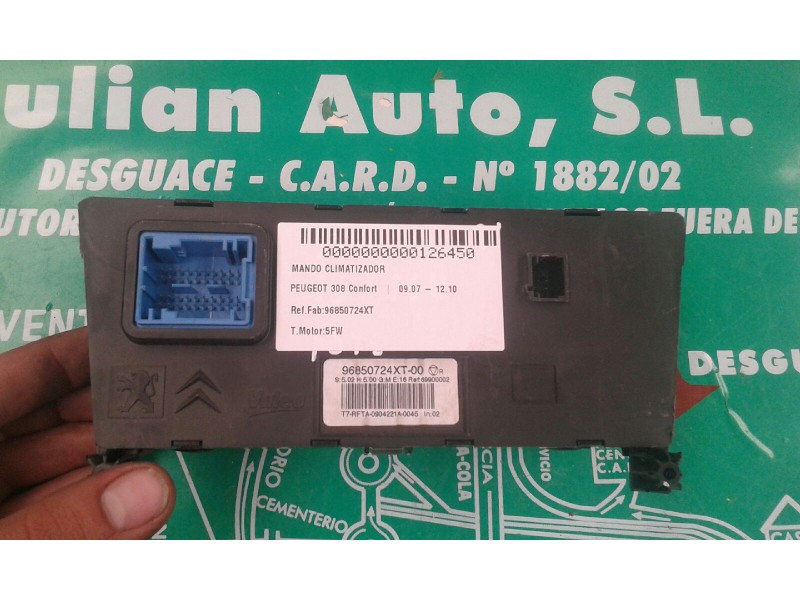 Recambio de mando climatizador para peugeot 308 active referencia OEM IAM 96850724XT 69900002 VALEO