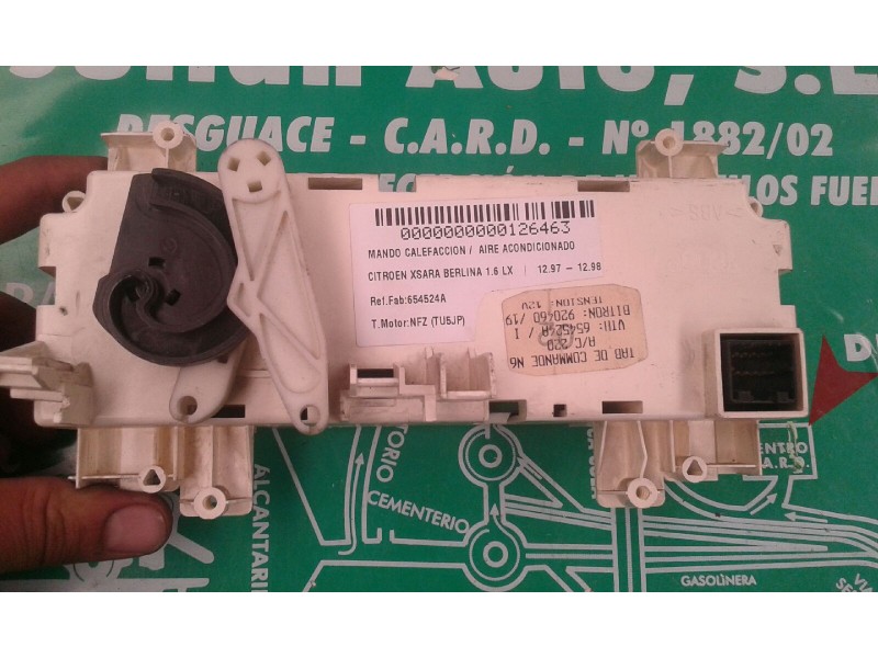 Recambio de mando calefaccion / aire acondicionado para citroen xsara berlina 1.6 lx referencia OEM IAM 654524A 920460 VALEO