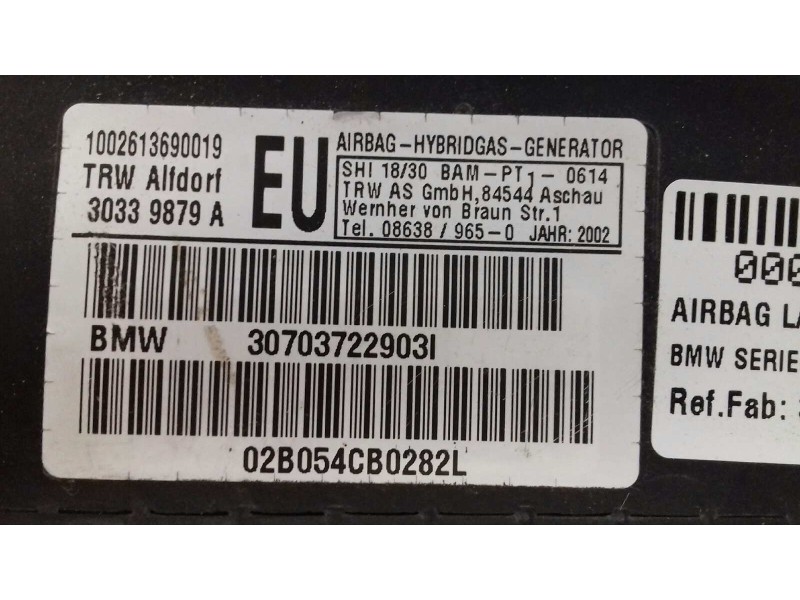 Recambio de airbag lateral delantero izquierdo para bmw serie 3 berlina (e46) 320d referencia OEM IAM 30703722903I 02B054CB0282L