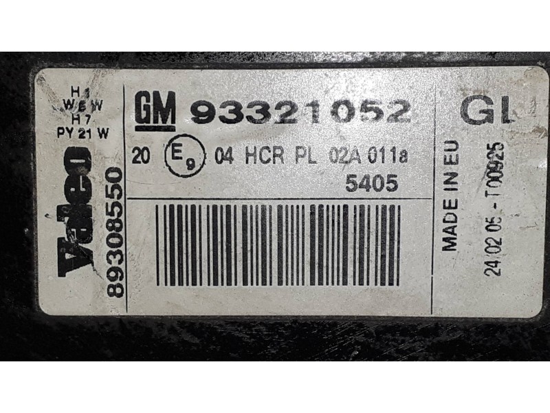 Recambio de faro izquierdo para opel meriva enjoy referencia OEM IAM 93321052  89308550