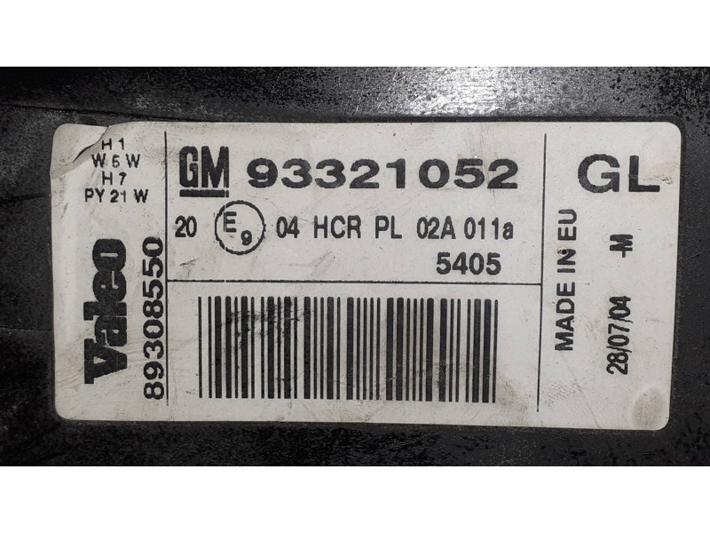Recambio de faro izquierdo para opel meriva cosmo referencia OEM IAM 93321052  89308550