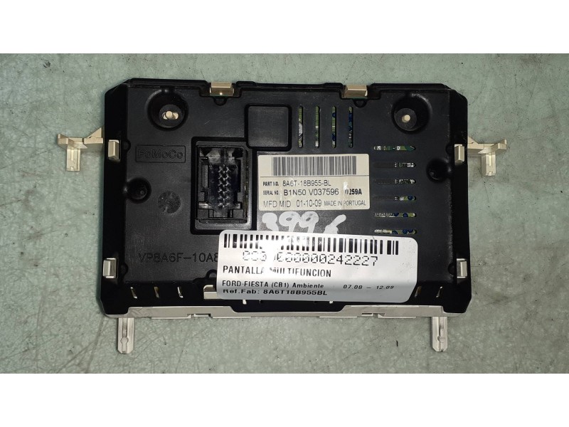 Recambio de pantalla multifuncion para ford fiesta (cb1) ambiente referencia OEM IAM 8A6T18B955BL 8A6F10A855D VP8A6F10A855DB