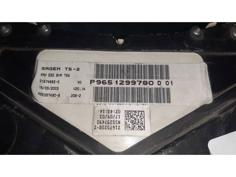 Recambio de cuadro instrumentos para peugeot 307 cc (s1) 2.0 referencia OEM IAM P9651299780 216748822 JHONSON CONTROLS