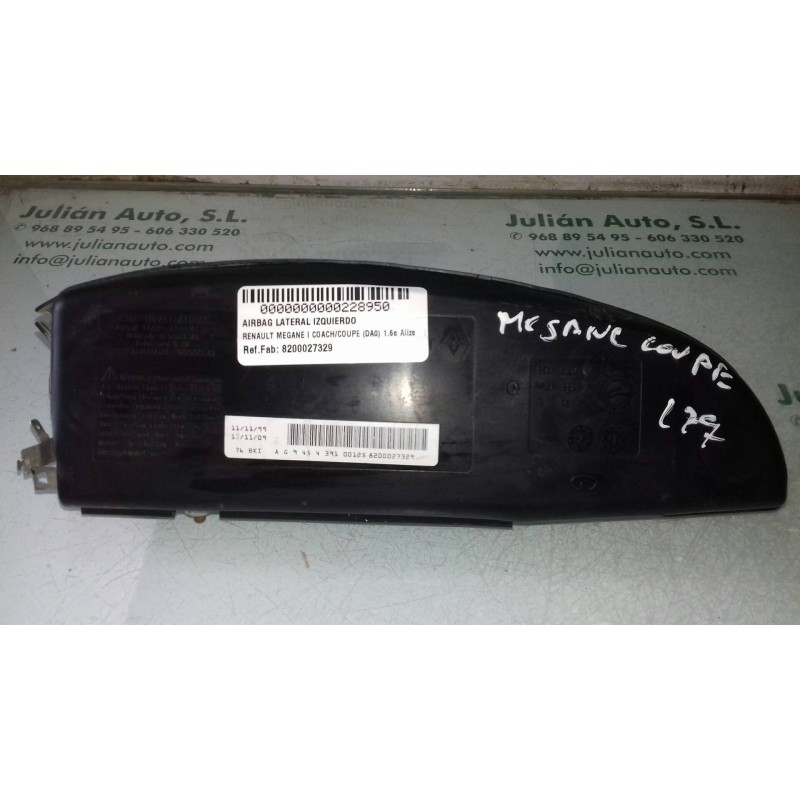 Recambio de airbag lateral izquierdo para renault megane i coach/coupe (da0) 1.6e alize referencia OEM IAM 8200027329  