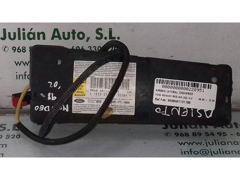 Recambio de airbag lateral izquierdo para ford mondeo berlina (gd) clx referencia OEM IAM 98ABA611D11BE  