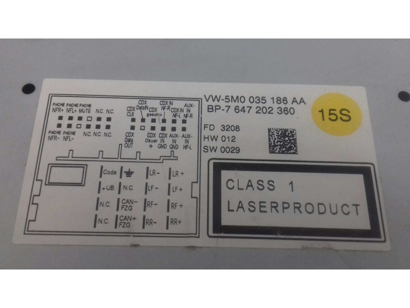 Recambio de sistema audio / radio cd para volkswagen tiguan (5n1) country referencia OEM IAM 5M0035186AA 8157647202360 BLAUPUNKT