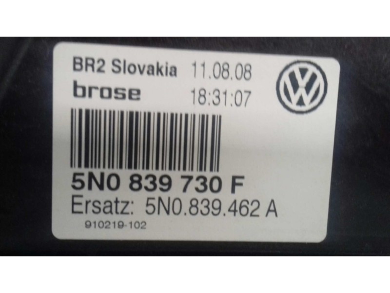 Recambio de elevalunas trasero derecho para volkswagen tiguan (5n1) country referencia OEM IAM 5N0839730F 5N0959704 ELECTRICO