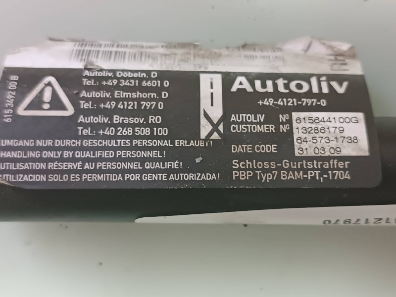 Recambio de pretensor airbag derecho para opel corsa d referencia OEM IAM 4941217970 616046600 GM
