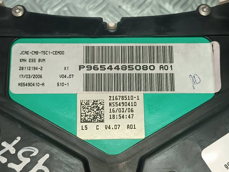 Recambio de cuadro instrumentos para peugeot 307 berlina (s2) xs referencia OEM IAM 9654485080 216775064 JOHNSON CONTROLS