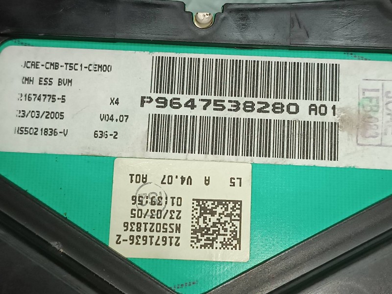 Recambio de cuadro instrumentos para peugeot 307 (s1) xr clim plus referencia OEM IAM 9647538280 216518625 JOHNSON CONTROLS