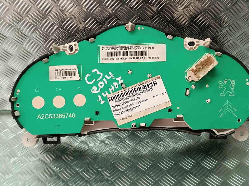 Recambio de cuadro instrumentos para citroen c3 business referencia OEM IAM 98041181XT A2C53385740 VDO