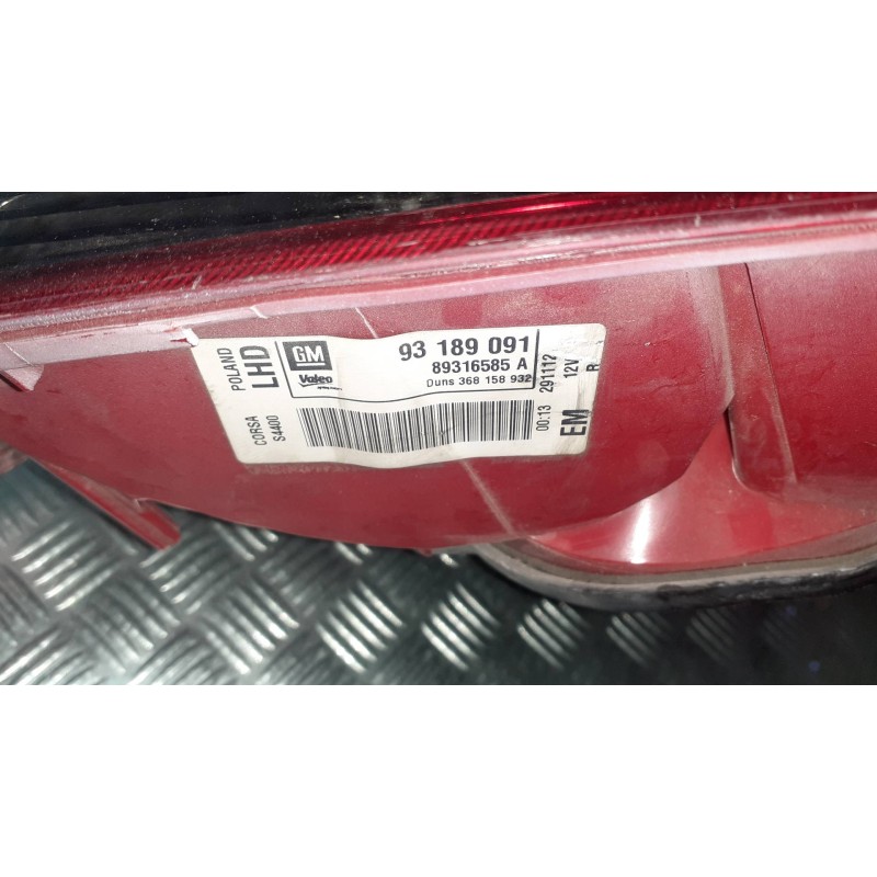 Recambio de piloto trasero derecho para opel corsa d cmon referencia OEM IAM 93189091 89316585A 89037822