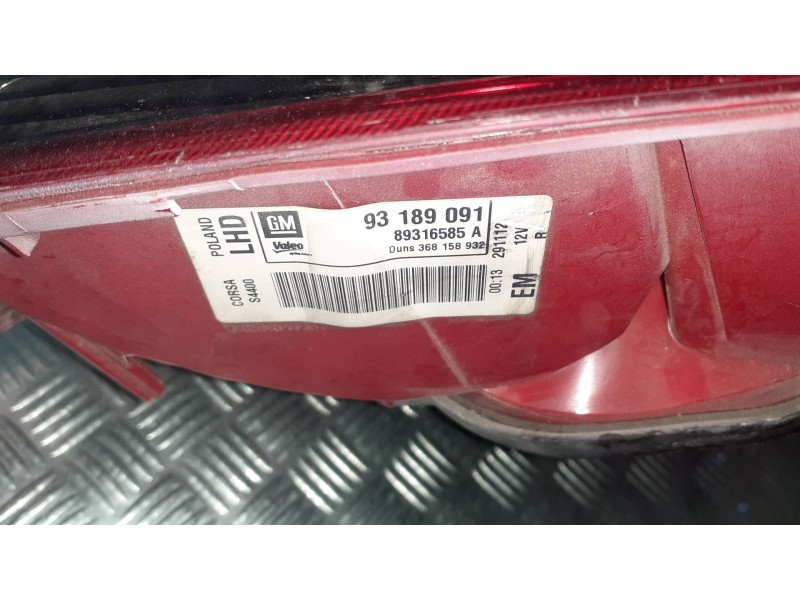 Recambio de piloto trasero derecho para opel corsa d cmon referencia OEM IAM 93189091 89316585A 89037822