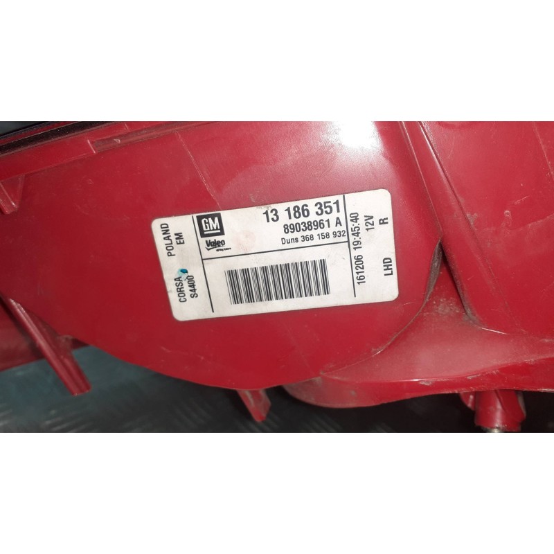 Recambio de piloto trasero derecho para opel corsa d cosmo referencia OEM IAM 89037822 89038961A 13186351