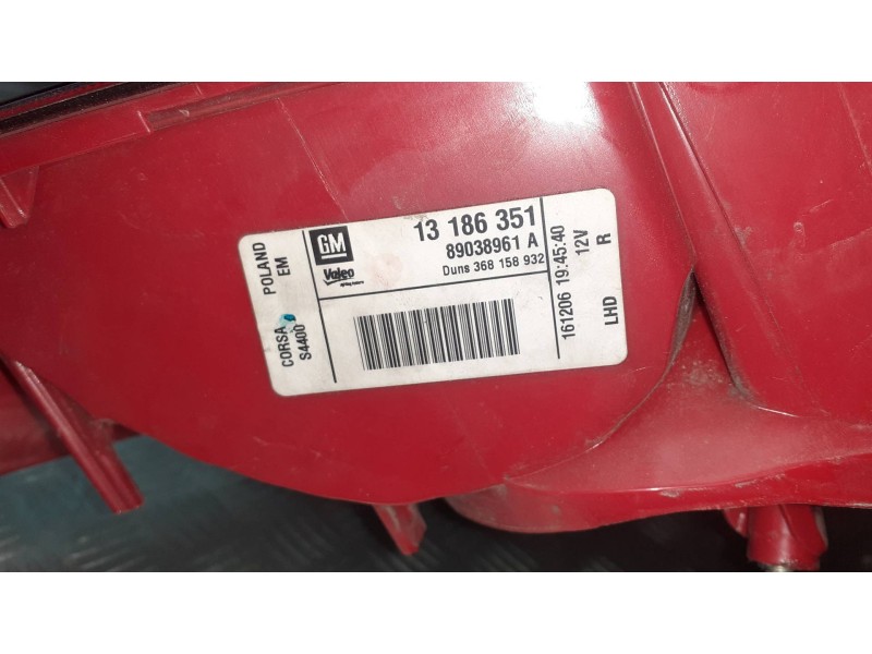 Recambio de piloto trasero derecho para opel corsa d cosmo referencia OEM IAM 89037822 89038961A 13186351