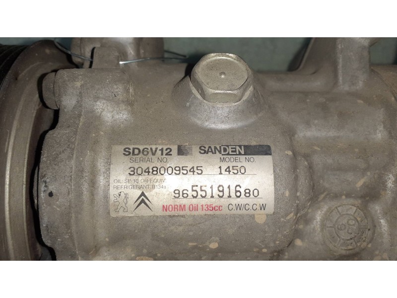 Recambio de compresor aire acondicionado para citroen c2 furio referencia OEM IAM 9655191680 SD6V12 SANDEN